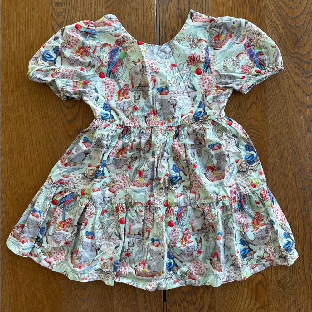 Bundle May Gibbs Floral Fauna Festive Print Dress Pink Pajamas Girl’s Size 4T - Picture 3 of 11